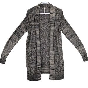 Leo Nicole Women's Open Front Knit‎ Cardigan Sweater Black Gray M